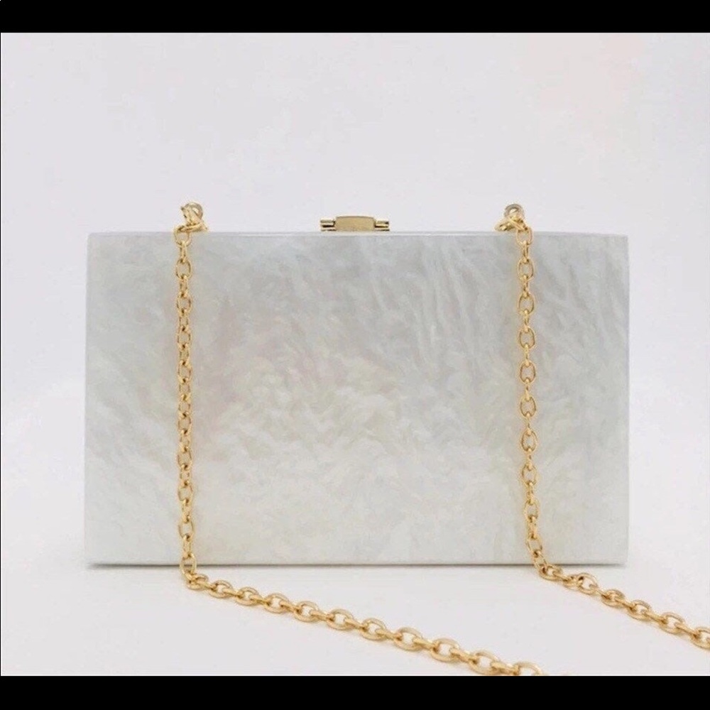 NWOT Pearl white acrylic clutch